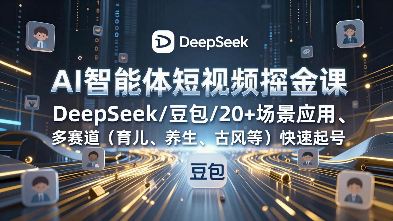 AI智能体短视频掘金课，DeepSeek/豆包/20+场景应用、多赛道(育儿、养生、古风等-网创阁